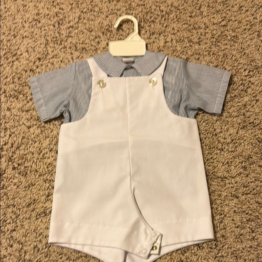 White and Blue Baby Romper